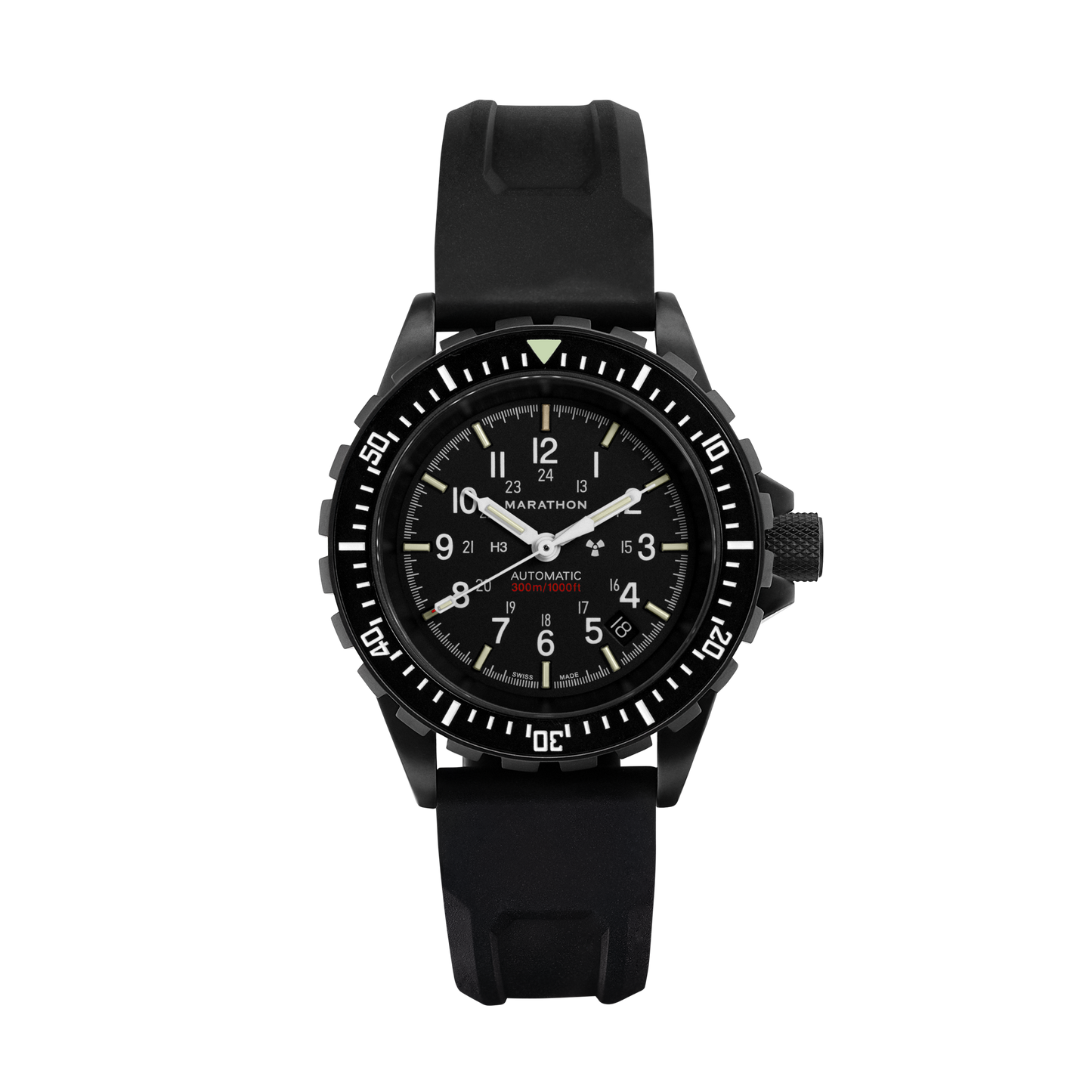 Marathon WW194006BK-0130 Anthracite Large Diver's Automatic (GSAR) - 41mm with 3 pcs Black Rubber Strap and Black Buckle