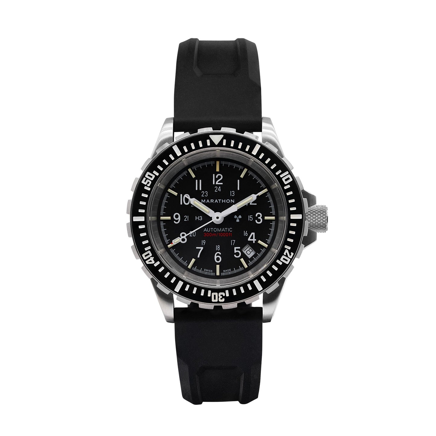 Marathon WW194006SS-0130 Large Diver's Automatic (GSAR) - 41mm with 3 pieces Black Rubber Strap
