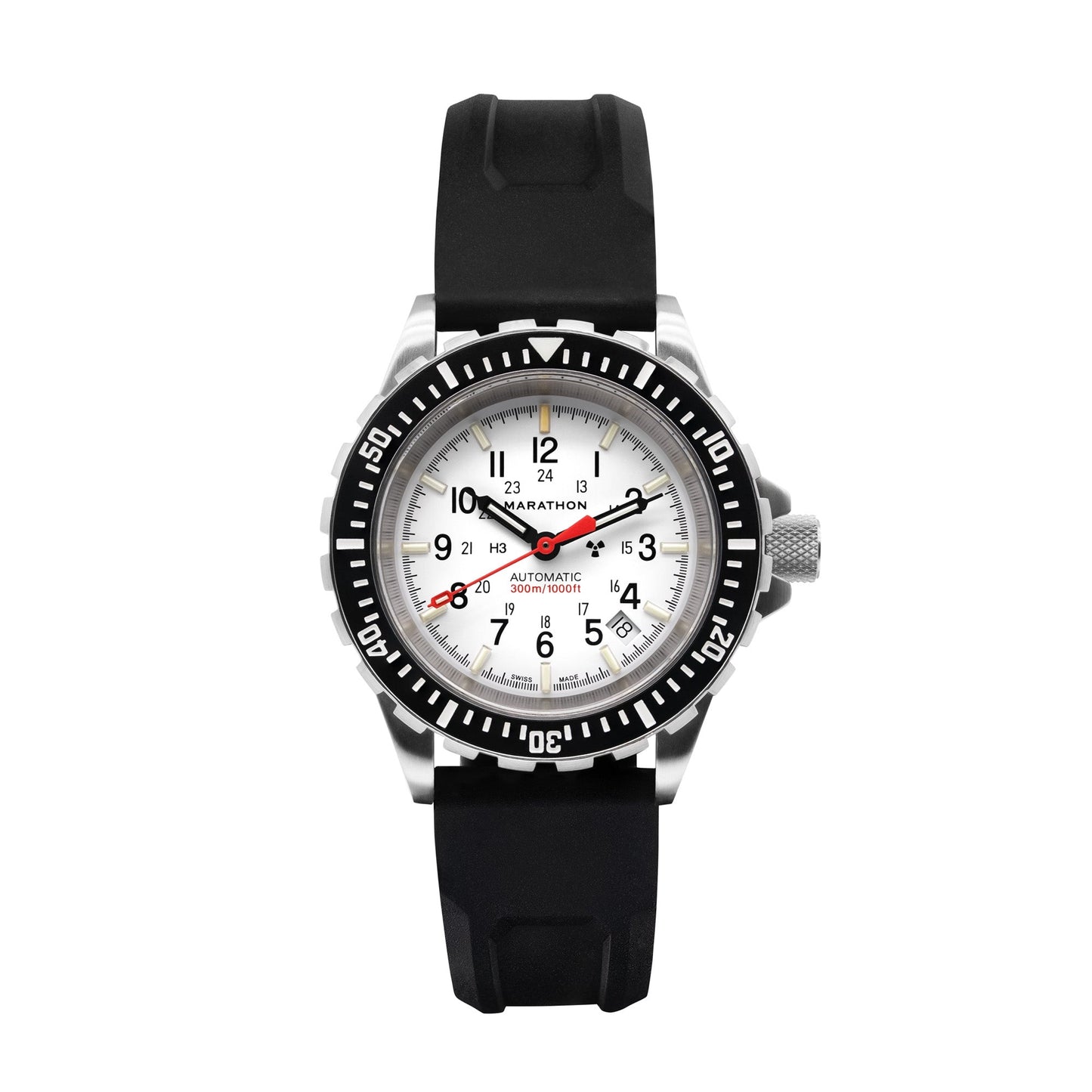 Marathon WW194006SS-0530 Arctic Edition Large Diver's Automatic (GSAR) - 41mm with 3 pieces Black Rubber Strap