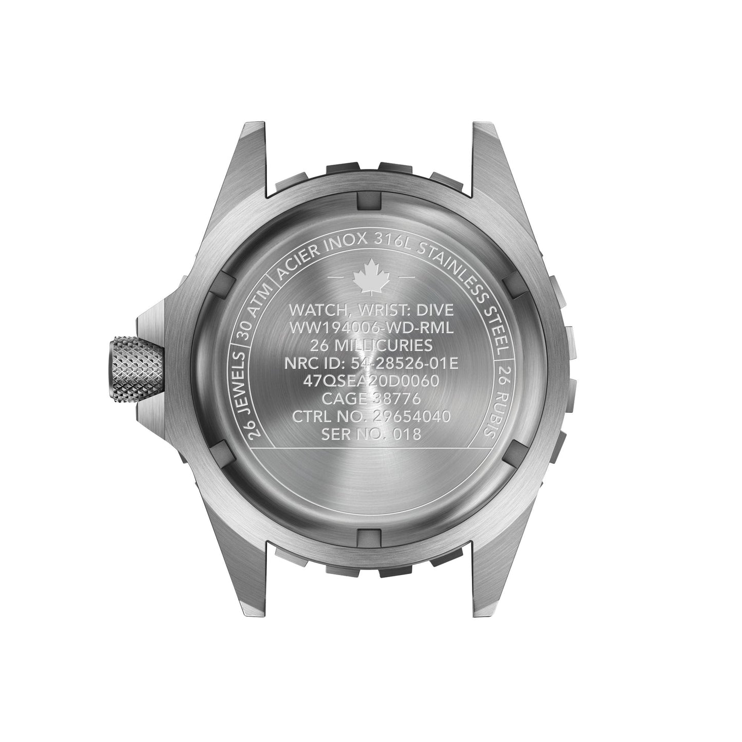 Marathon WW194006SS-1630 Large Diver's Automatic (GSAR) - 41mm - Red Maple with 3 pieces Black Rubber Strap