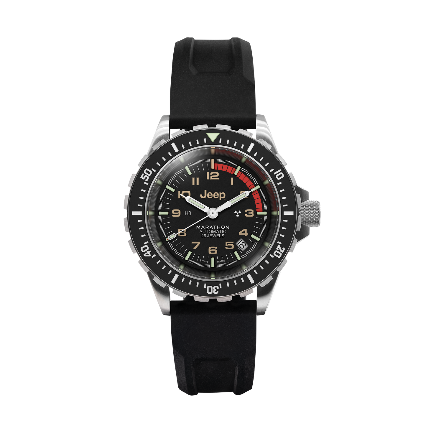 Marathon WW194006SS-4130 41mm JEEP® RUBICON GSAR, Diver's Automatic, Type II, SS, SS/BKSS 3PC Rubber