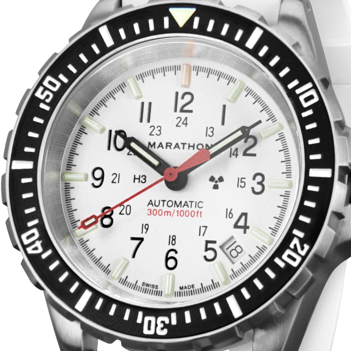 Marathon WW194006SS-0530 Arctic Edition Large Diver's Automatic (GSAR) - 41mm with 3 pieces Black Rubber Strap