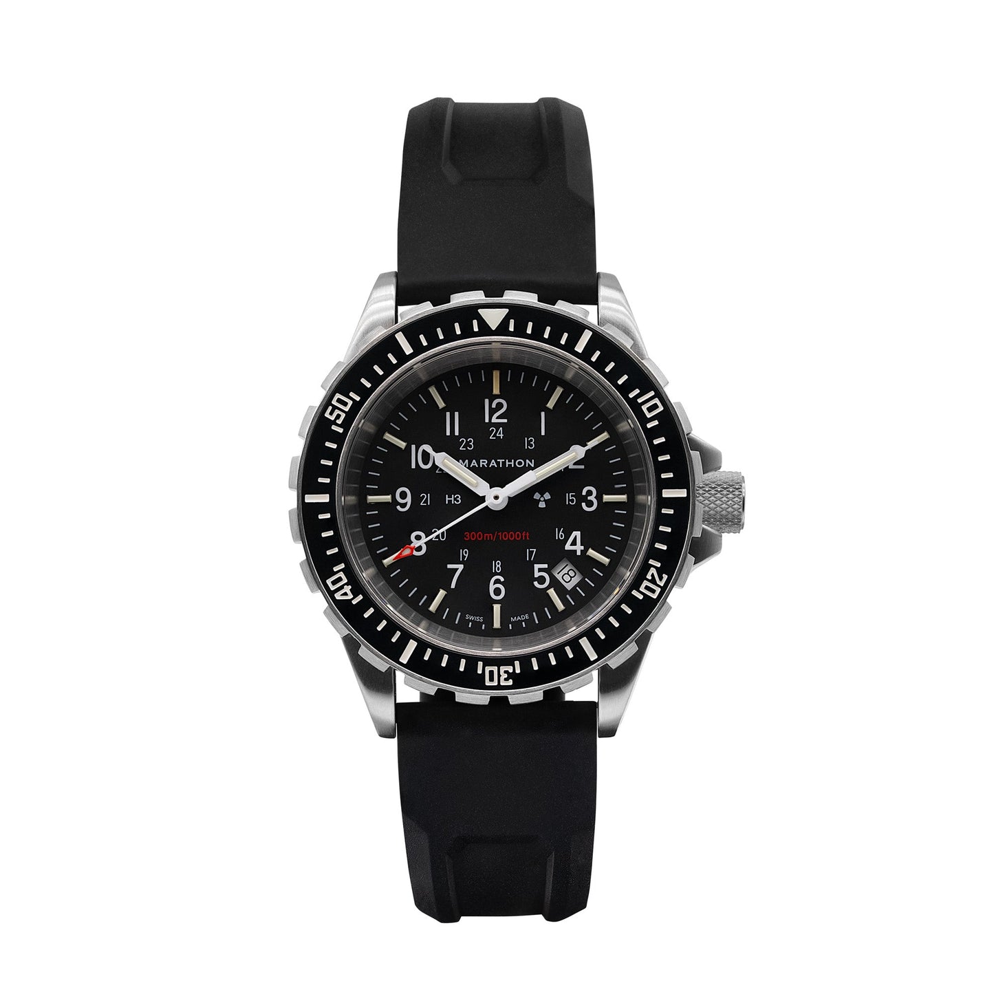 Marathon WW194007SS-0130 Large Diver's Quartz (TSAR) - 41mm with 3 pieces Black Rubber Strap