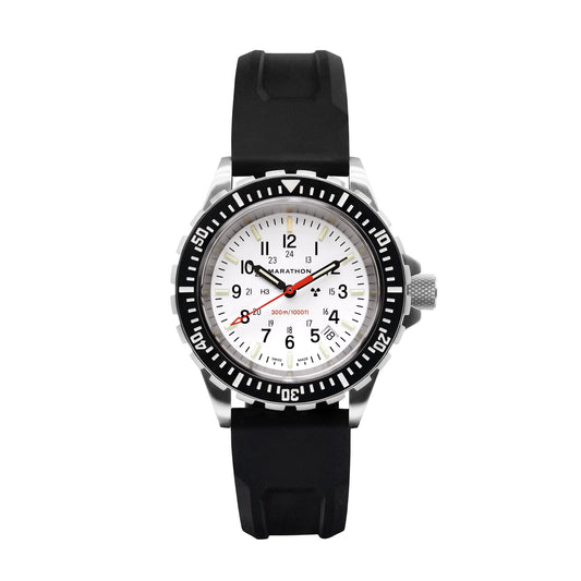 Marathon WW194007SS-0530 Arctic Edition Large Diver's Quartz (TSAR) - 41mm with 3 pieces Black Rubber Strap