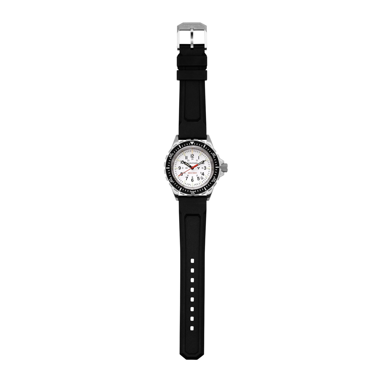 Marathon WW194007SS-0530 Arctic Edition Large Diver's Quartz (TSAR) - 41mm with 3 pieces Black Rubber Strap
