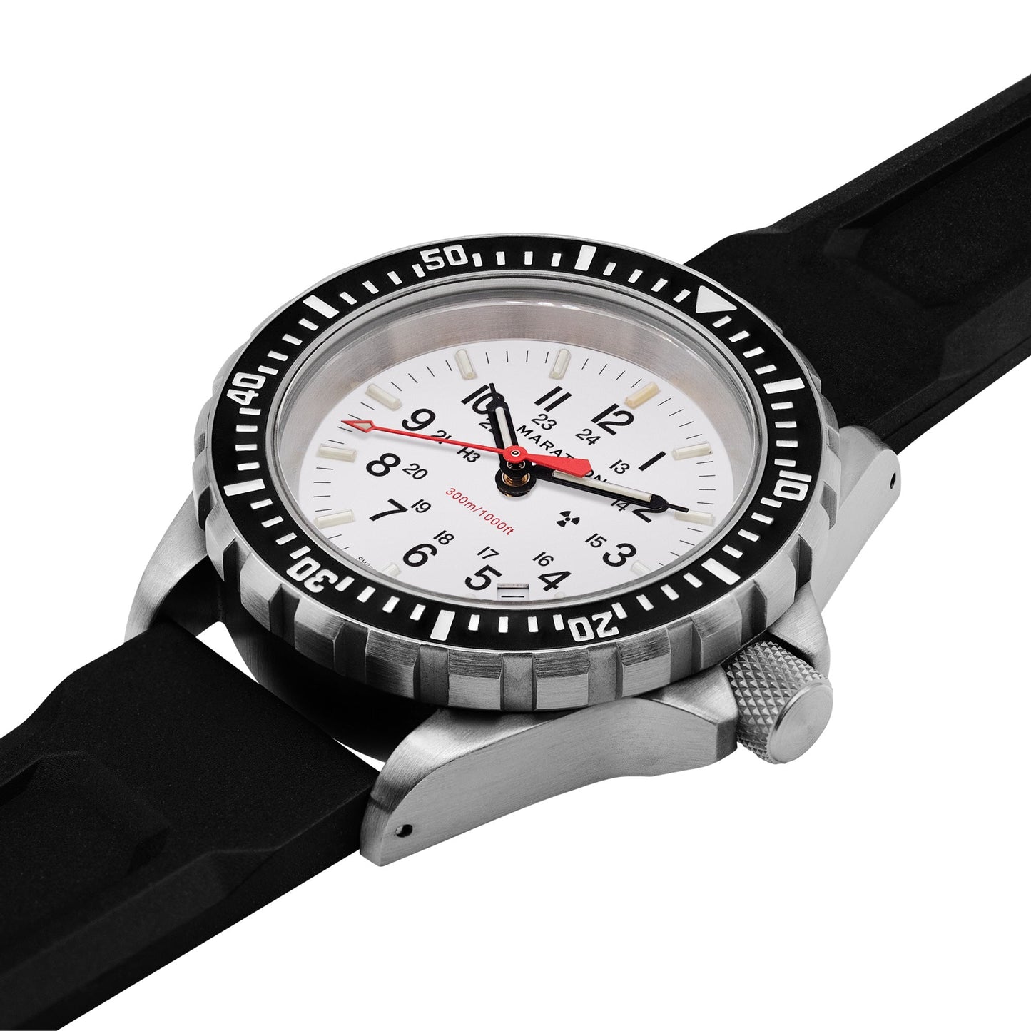 Marathon WW194007SS-0530 Arctic Edition Large Diver's Quartz (TSAR) - 41mm with 3 pieces Black Rubber Strap