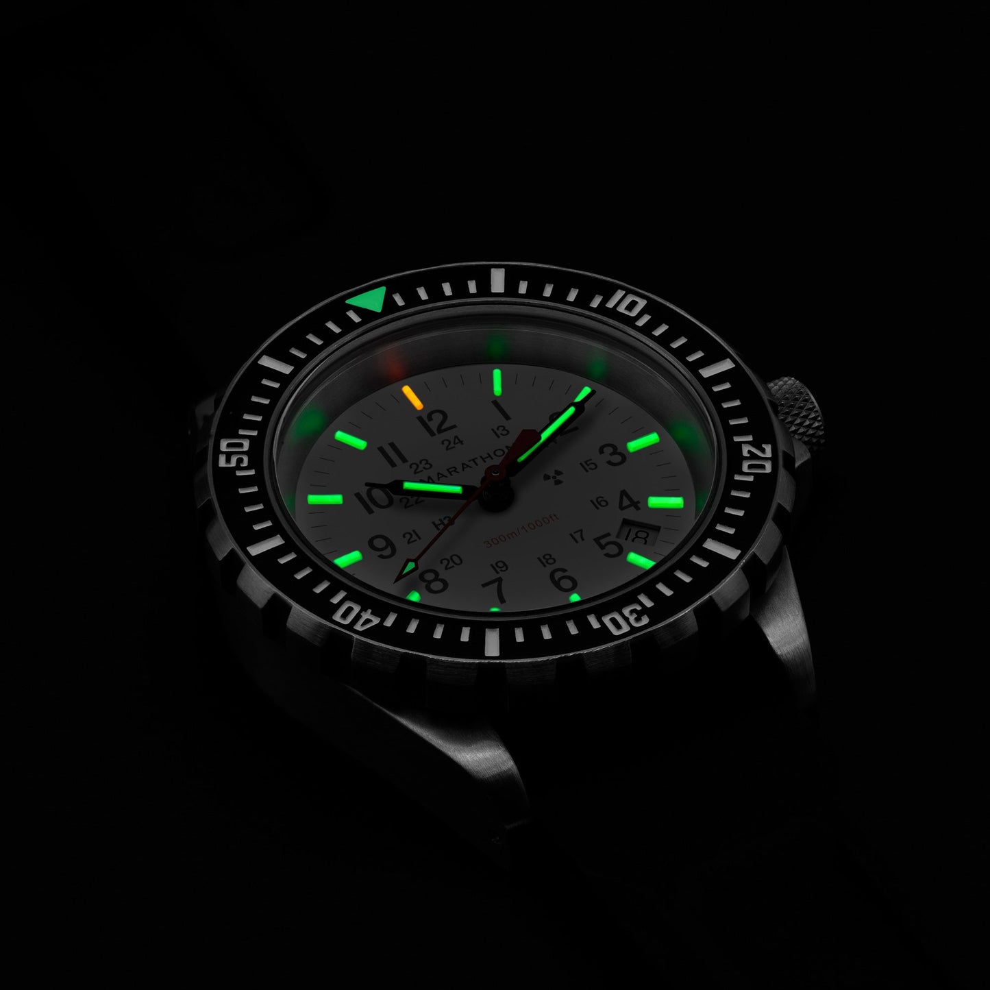 Marathon WW194007SS-0530 Arctic Edition Large Diver's Quartz (TSAR) - 41mm with 3 pieces Black Rubber Strap