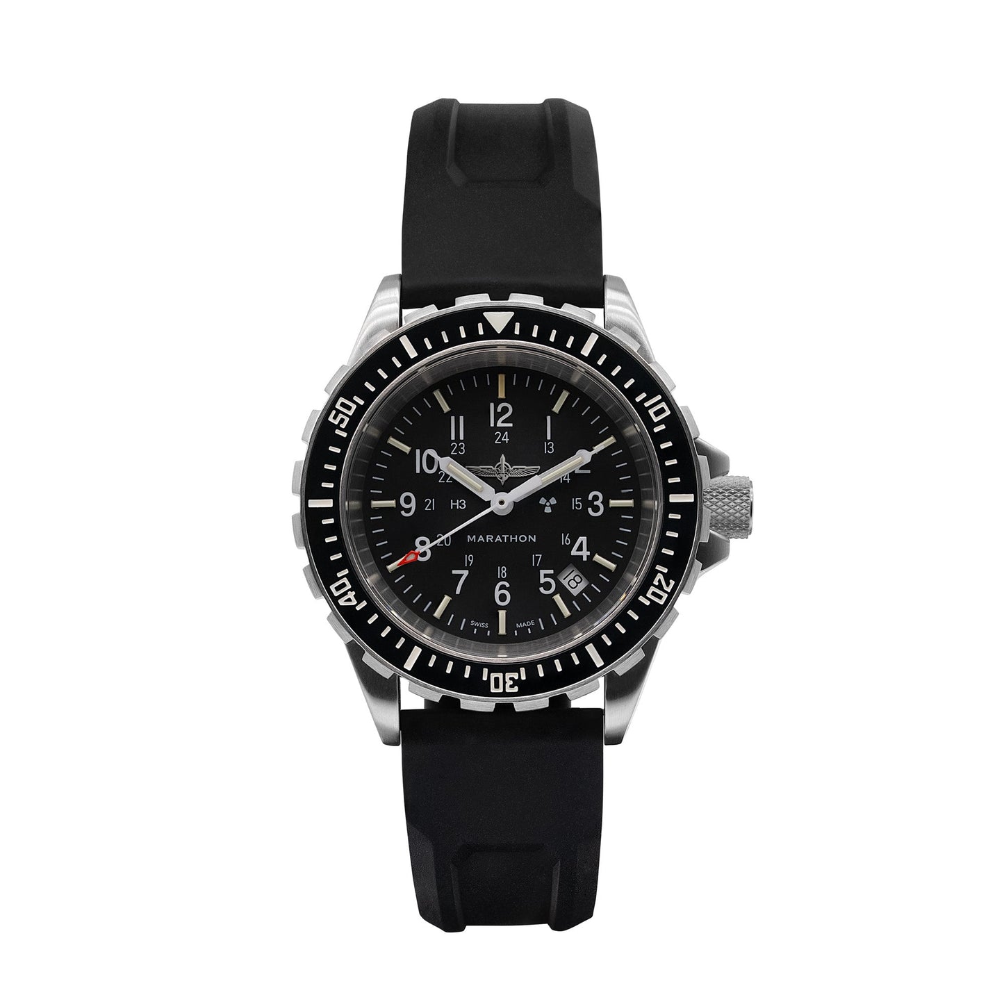 Marathon WW194007SS-0630 41mm TSAR Duvdevan, Type II - Diver's Quartz with 3 Pieces Black Rubber Strap