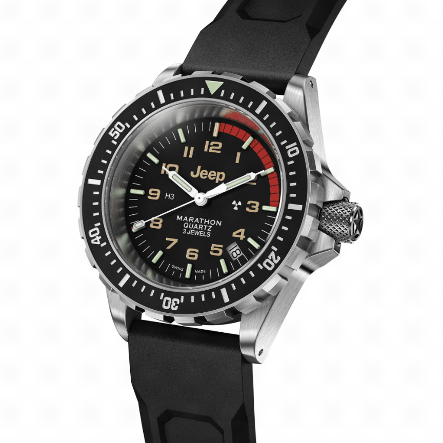 Marathon WW194007SS-4130 Jeep® X Rubicon TSAR® Quartz (41mm) Black Dial / Black Rubber Strap