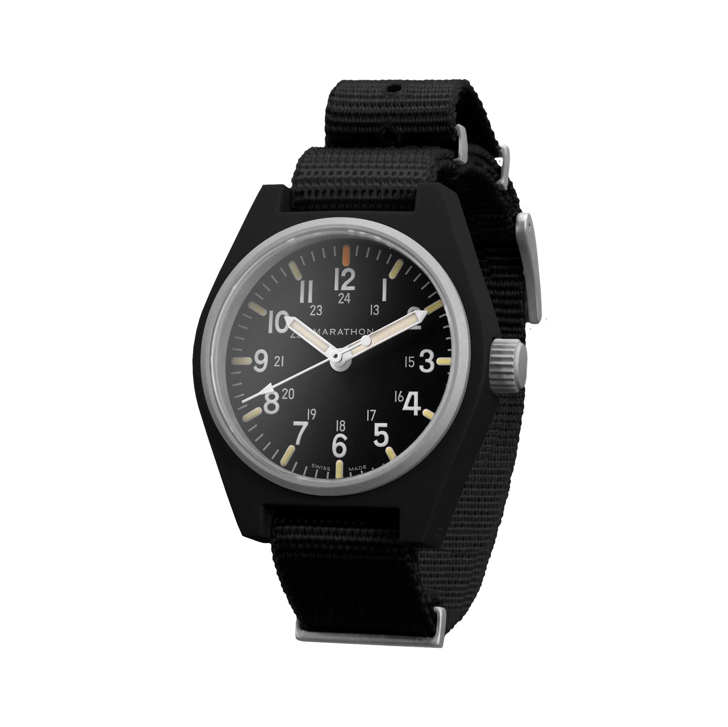 Marathon WW194009BK-0108 Black General Purpose Quartz with MaraGlo (GPQ) - 34mm with Black Defence Standard Nylon Strap