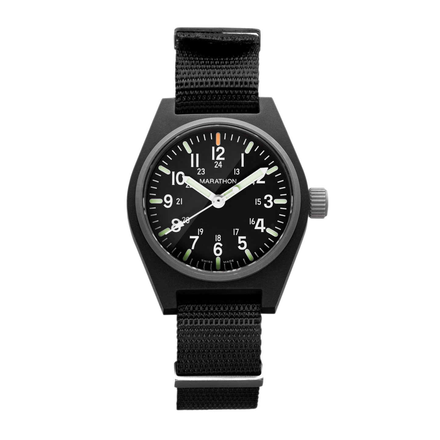 Marathon WW194009BK-0108 Black General Purpose Quartz with MaraGlo (GPQ) - 34mm with Black Defence Standard Nylon Strap