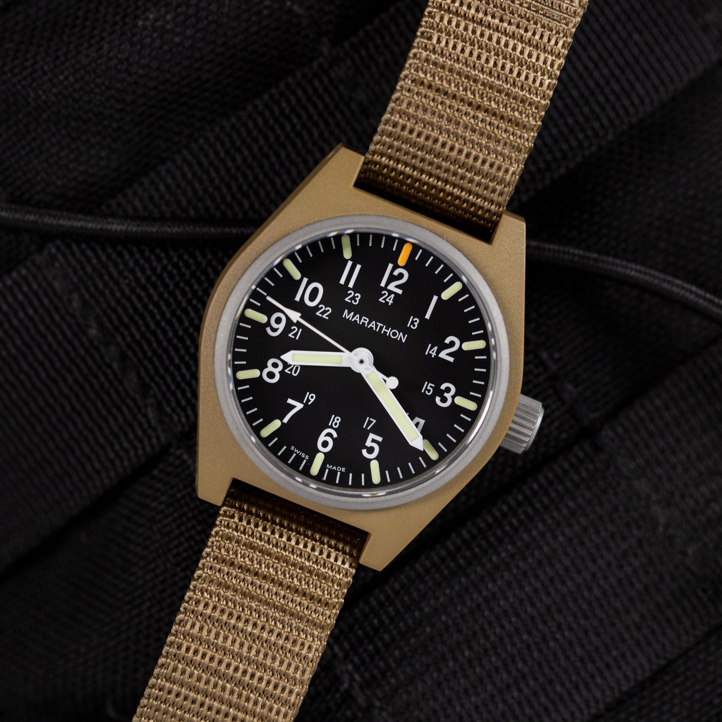 Marathon WW194009DT-0103 Desert Tan General Purpose Quartz with MaraGlo (GPQ) - 34mm with Desert Tan Ballistic Nylon Strap