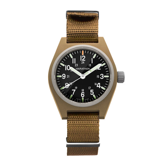 Marathon WW194009DT-0106 Desert Tan General Purpose Quartz with MaraGlo (GPQ) - 34mm with Desert Tan Defence Standard Nylon Strap