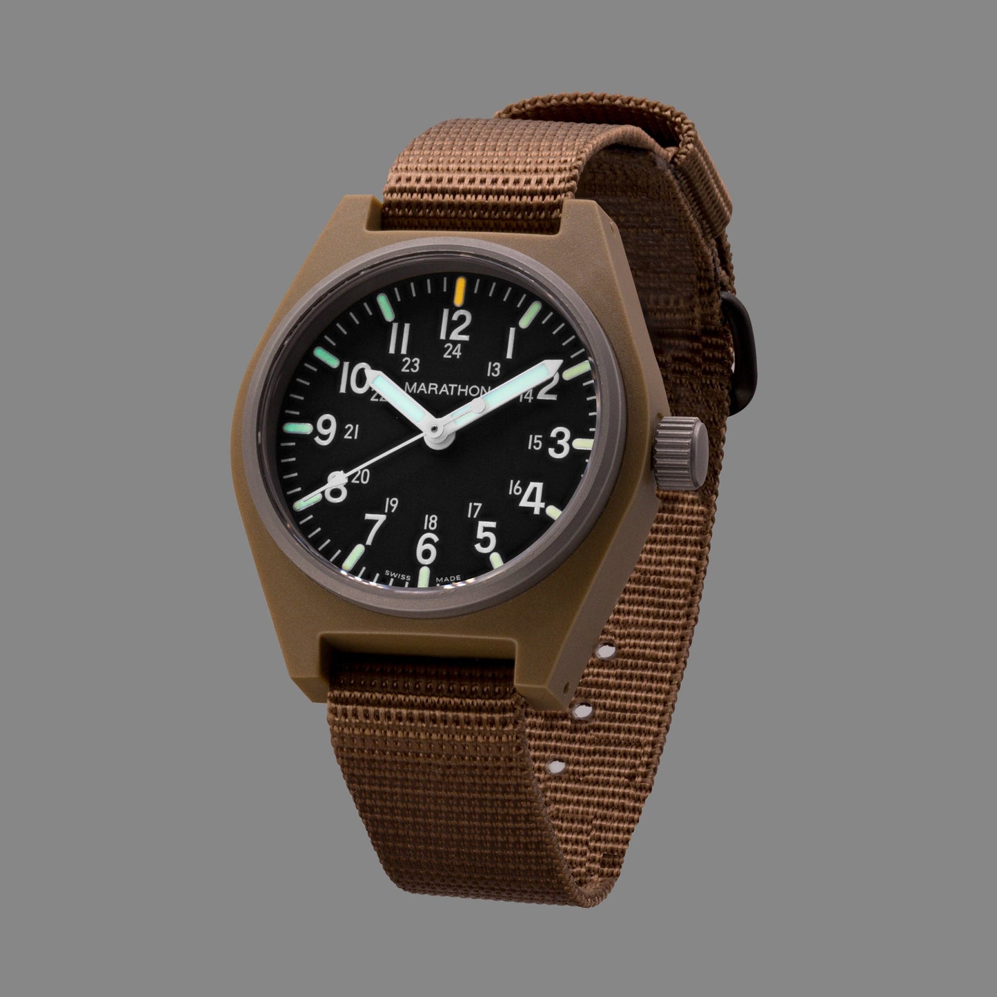 Marathon WW194009DT-0103 Desert Tan General Purpose Quartz with MaraGlo (GPQ) - 34mm with Desert Tan Ballistic Nylon Strap