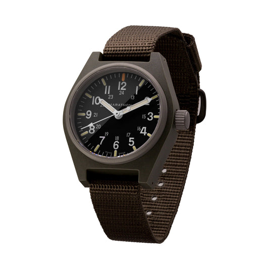 Marathon WW194009SG-0103 Sage Green General Purpose Quartz with MaraGlo (GPQ) - 34mm with Sage Green Ballistic Nylon Strap