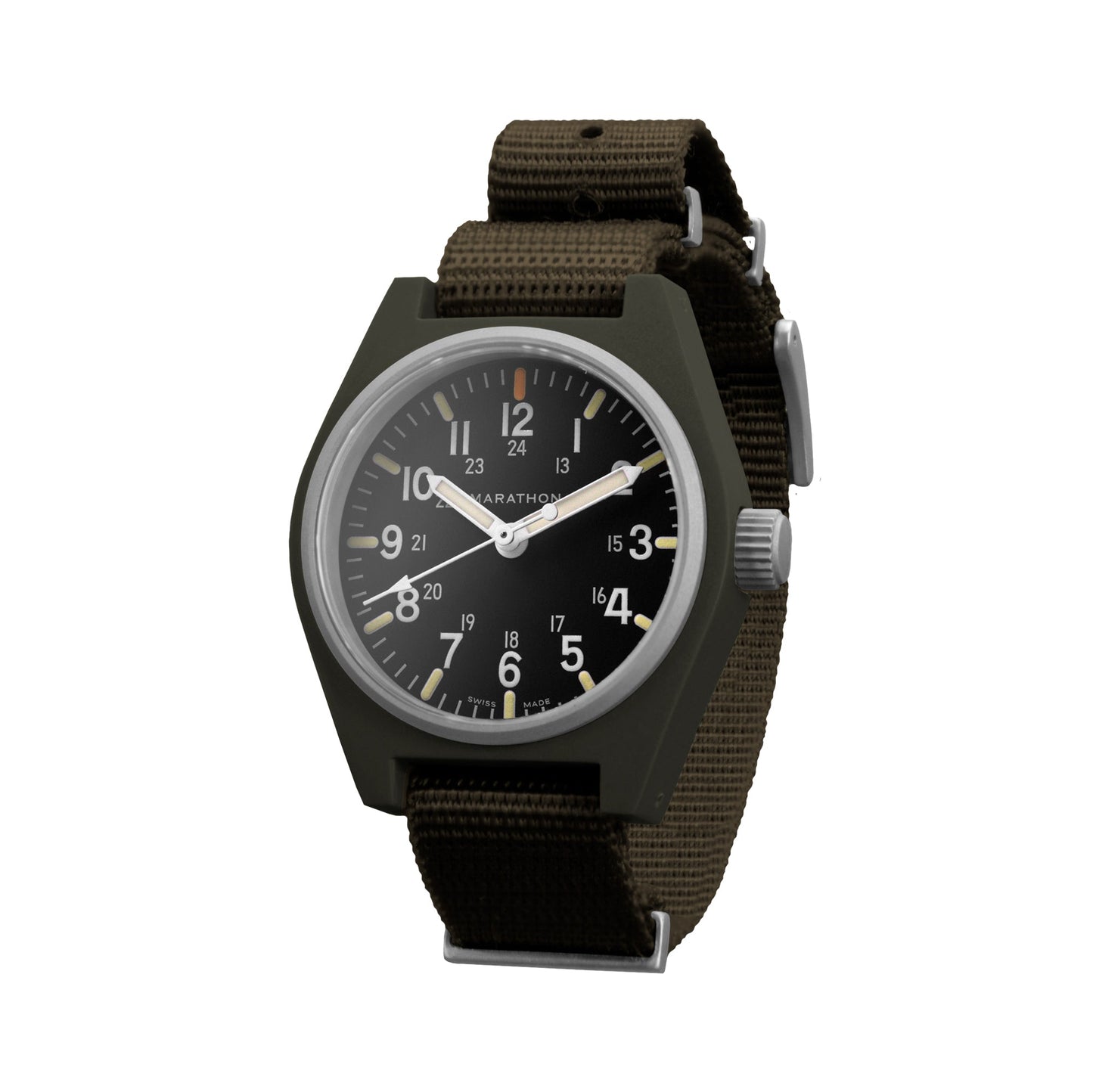 Marathon WW194009SG-0106 Sage Green General Purpose Quartz with MaraGlo (GPQ) - 34mm with Sage Green Defence Standard Nylon Strap