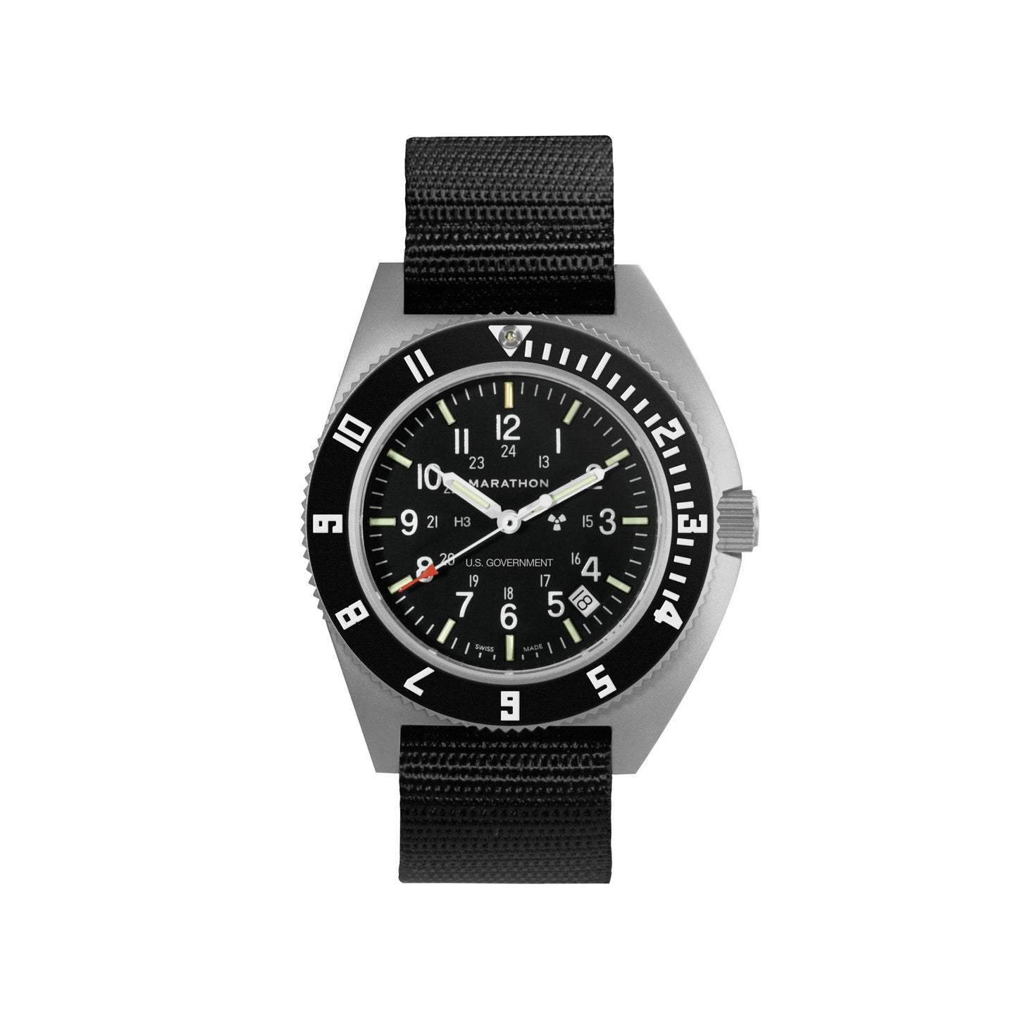 Marathon WW194013SS-0102 Stainless Steel Pilot's Navigator with Date - 41mm - with Black Ballistic Nylon Strap 12"