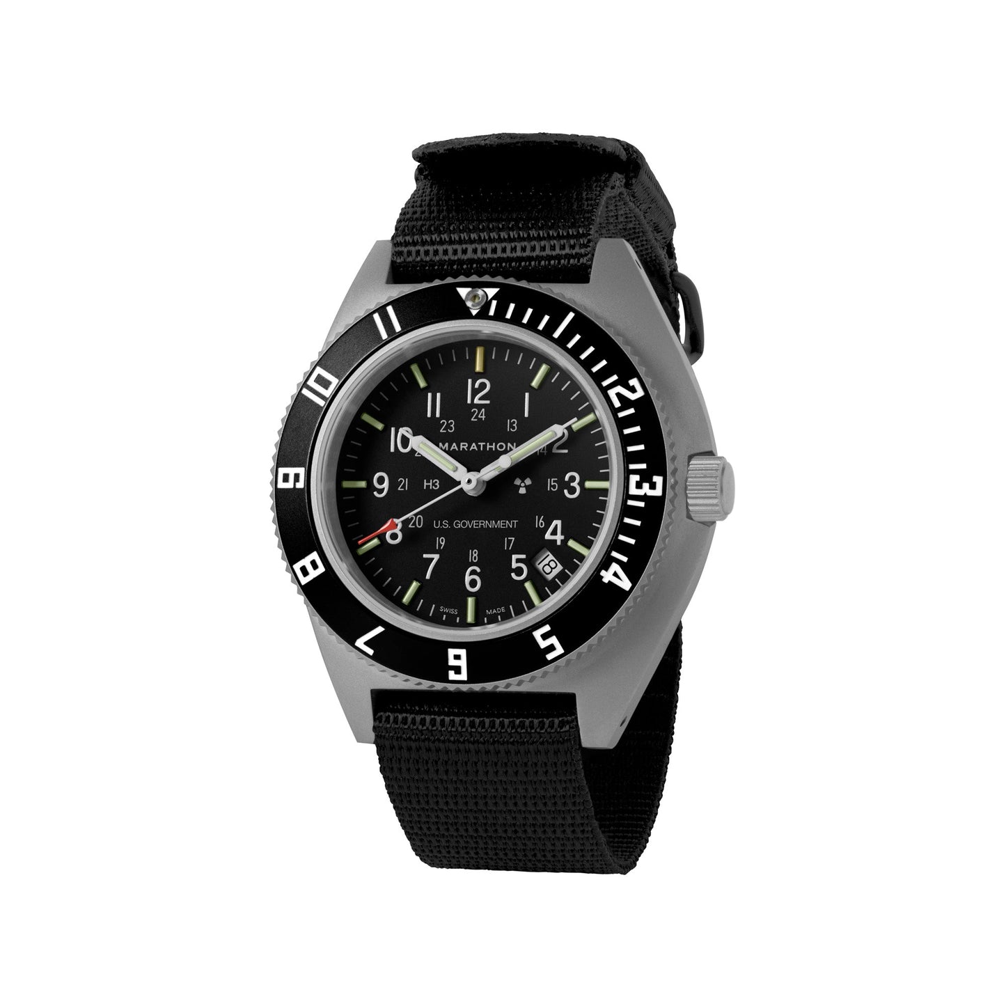 Marathon WW194013SS-0102 Stainless Steel Pilot's Navigator with Date - 41mm - with Black Ballistic Nylon Strap 12"