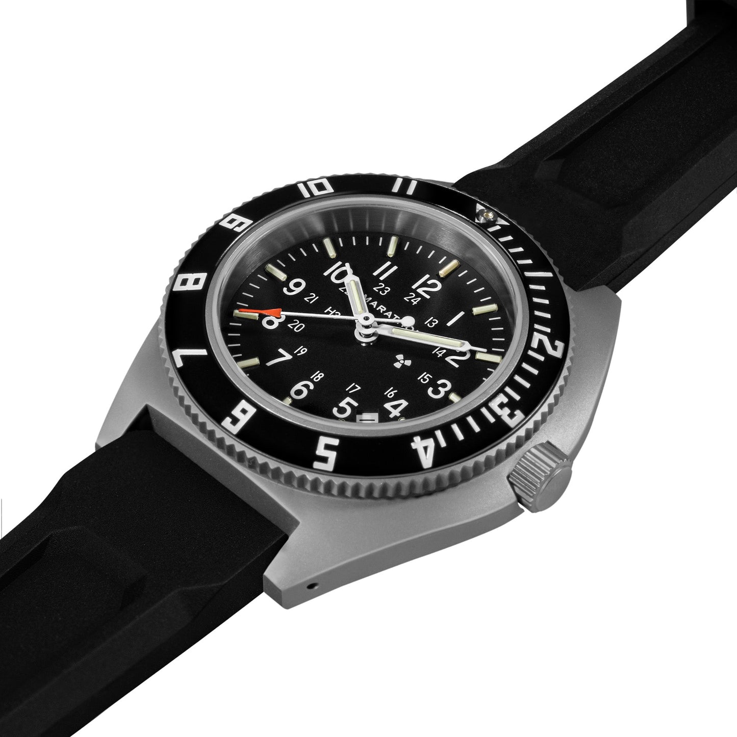 Marathon WW194013SS-0130 41MM Steel Navigator W/Date (SSNAV-D) On Black 3-Piece Rubber Strap Kit