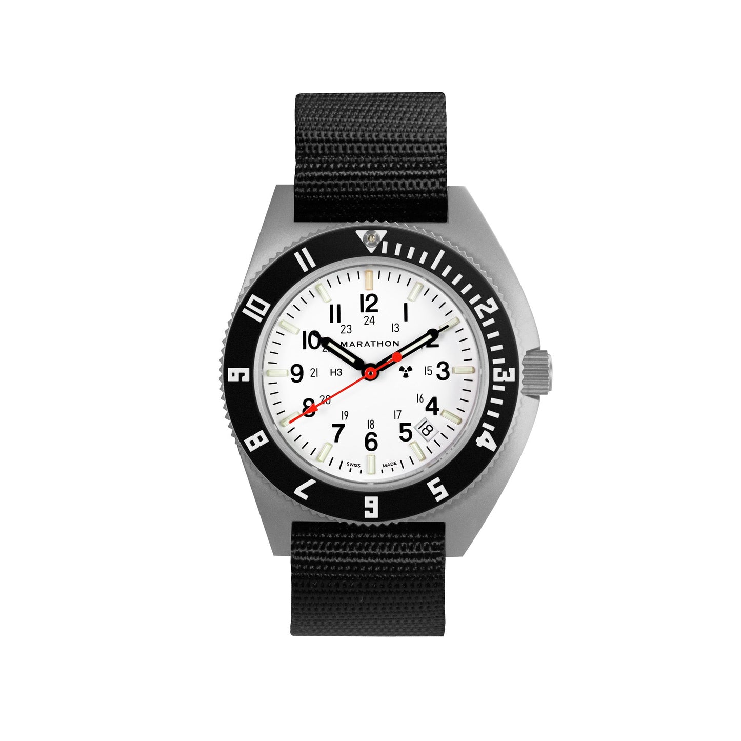 Marathon WW194013SS-0501 Arctic Edition SSNAV-D Steel Navigator Date Quartz (41mm) White Dial / Black Ballistic Nylon Strap 11"