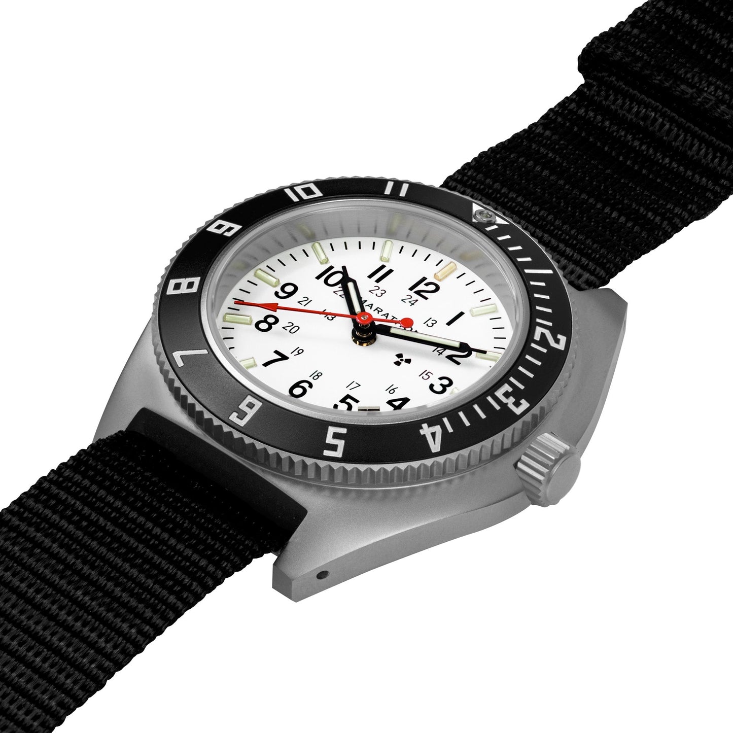 Marathon WW194013SS-0502 Arctic Edition SSNAV-D Steel Navigator Date Quartz (41mm) White Dial / Black Ballistic Nylon Strap 12"