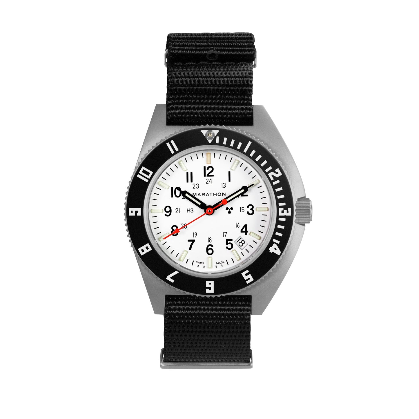 Marathon WW194013SS-0503 Arctic Edition SSNAV-D Steel Navigator Date Quartz (41mm) White Dial / Black Nylon Defstan Strap