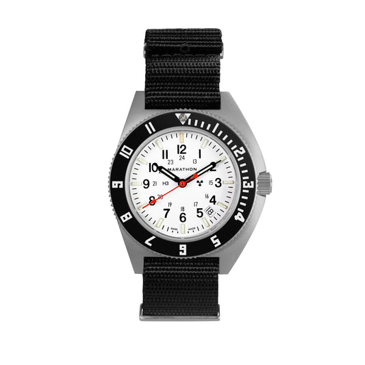 Marathon WW194013SS-0503 Arctic Edition SSNAV-D Steel Navigator Date Quartz (41mm) White Dial / Black Nylon Defstan Strap