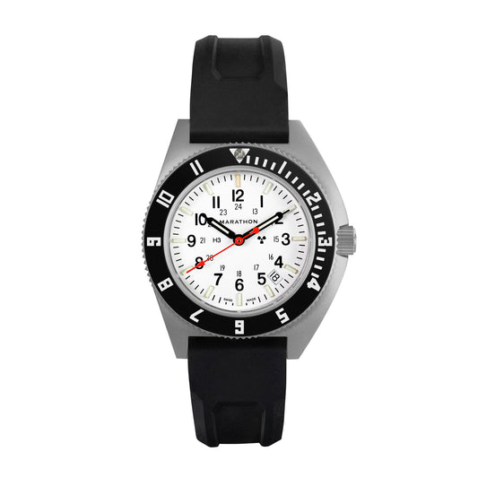 Marathon WW194013SS-0530 Arctic Edition SSNAV-D Steel Navigator Date Quartz (41mm) White Dial / Black Rubber Strap