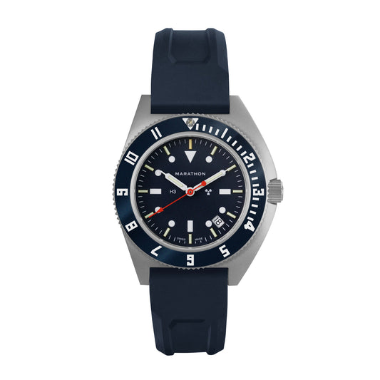 Marathon WW194013SS-1301 Blue Yonder SSNAV-D Quartz Limited Edition (41mm) Blue Dial / Blue Rubber Strap