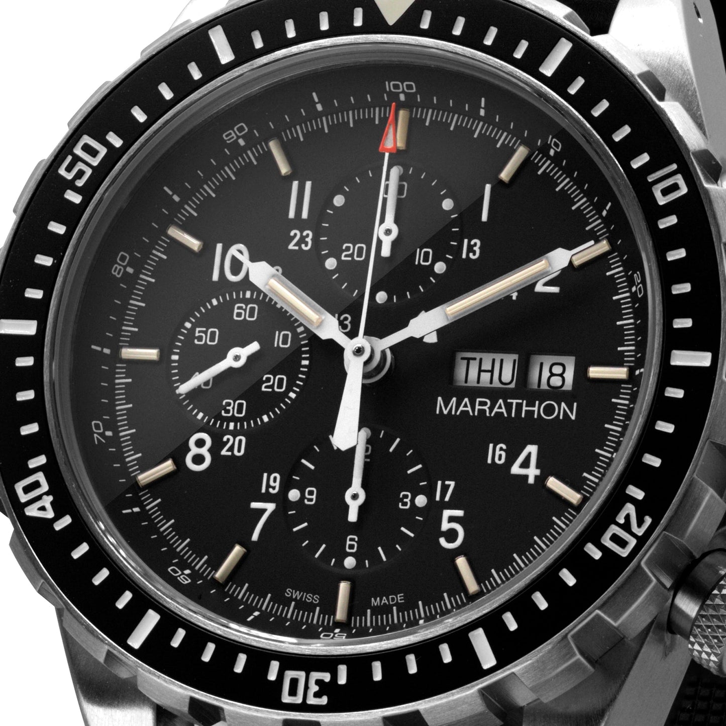 Marathon WW194014SS-0108 Jumbo Diver/Pilot's Automatic Chronograph (CSAR) - 46mm with Stainless Steel MA Bracelet