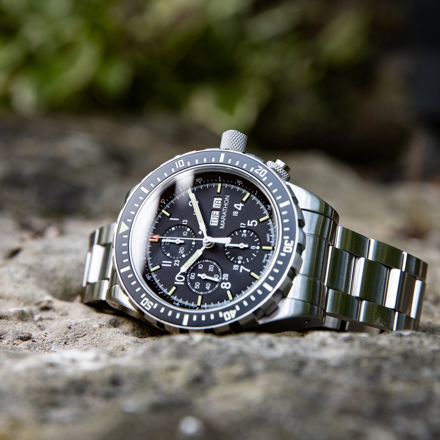 Marathon WW194014SS-0108 Jumbo Diver/Pilot's Automatic Chronograph (CSAR) - 46mm with Stainless Steel MA Bracelet