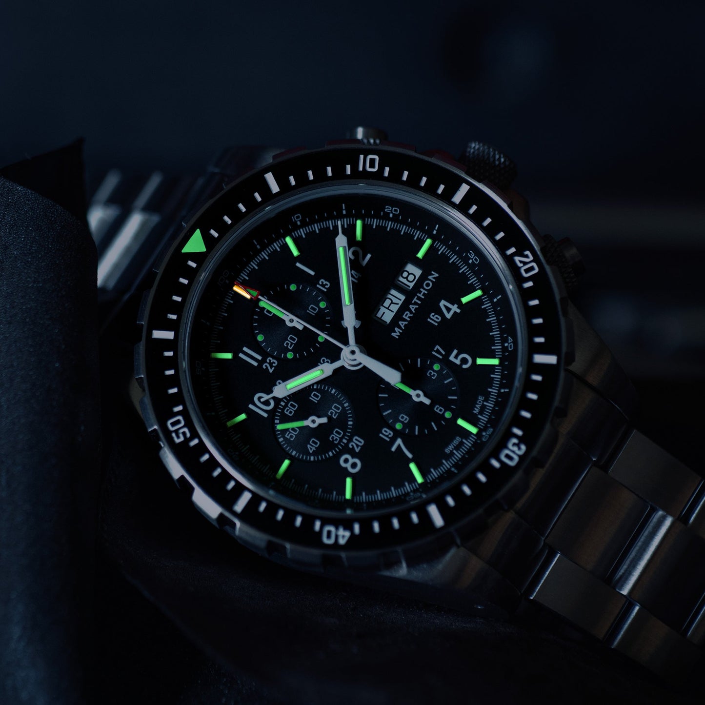 Marathon WW194014SS-0108 Jumbo Diver/Pilot's Automatic Chronograph (CSAR) - 46mm with Stainless Steel MA Bracelet