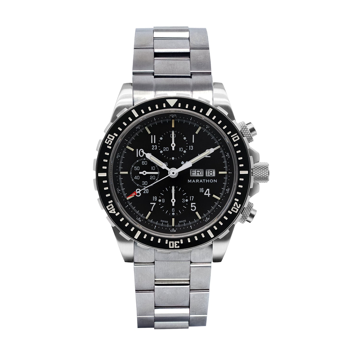 Marathon WW194014SS-0108 Jumbo Diver/Pilot's Automatic Chronograph (CSAR) - 46mm with Stainless Steel MA Bracelet