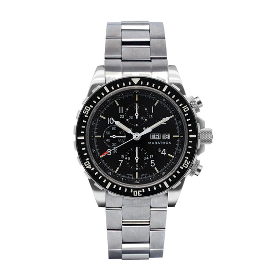 Marathon WW194014SS-0108 Jumbo Diver/Pilot's Automatic Chronograph (CSAR) - 46mm with Stainless Steel MA Bracelet