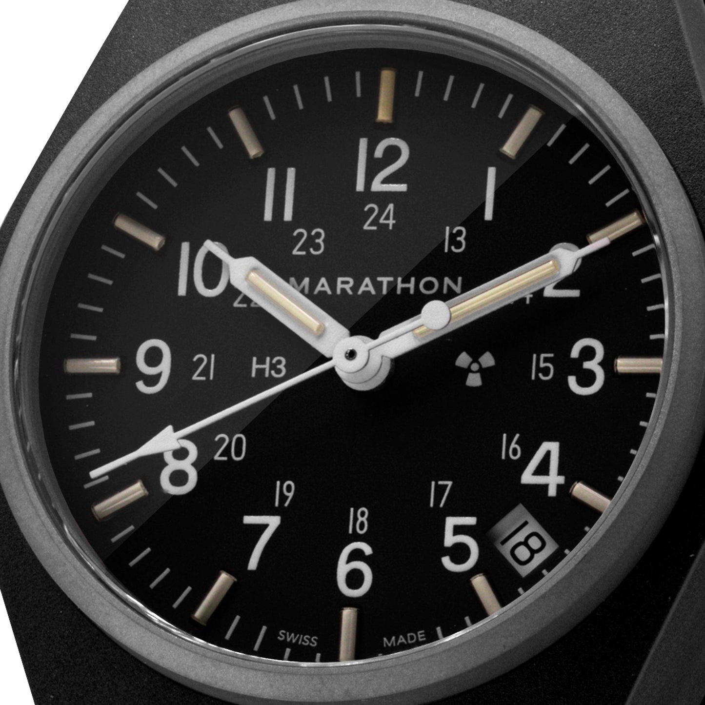 Marathon WW194015BK-0108 Black General Purpose Quartz with Date (GPQ) - 34mm with Black Defence Standard Nylon Strap