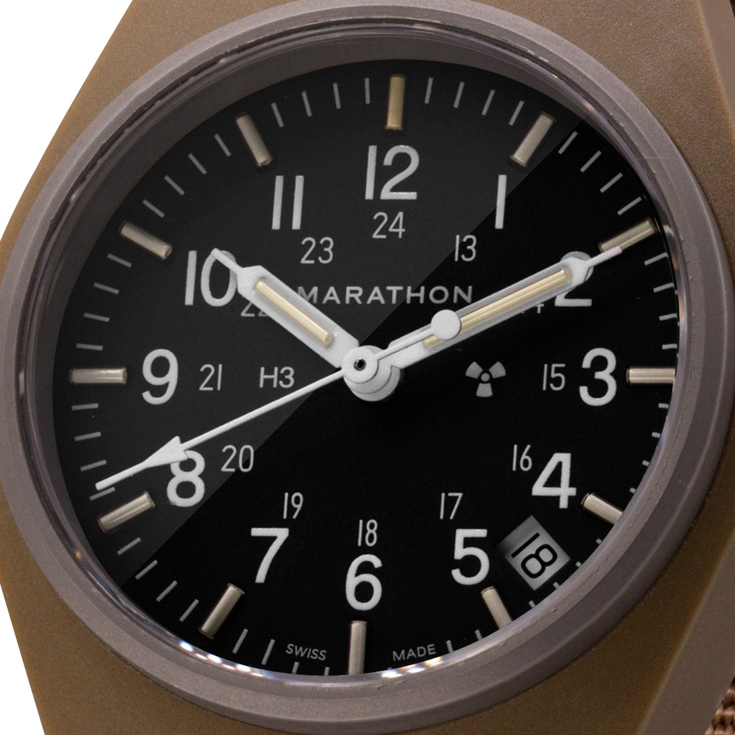 Marathon WW194015DT-0106 Desert Tan General Purpose Quartz with Date (GPQ) - 34mm with Desert Tan Defence Standard Nylon Strap