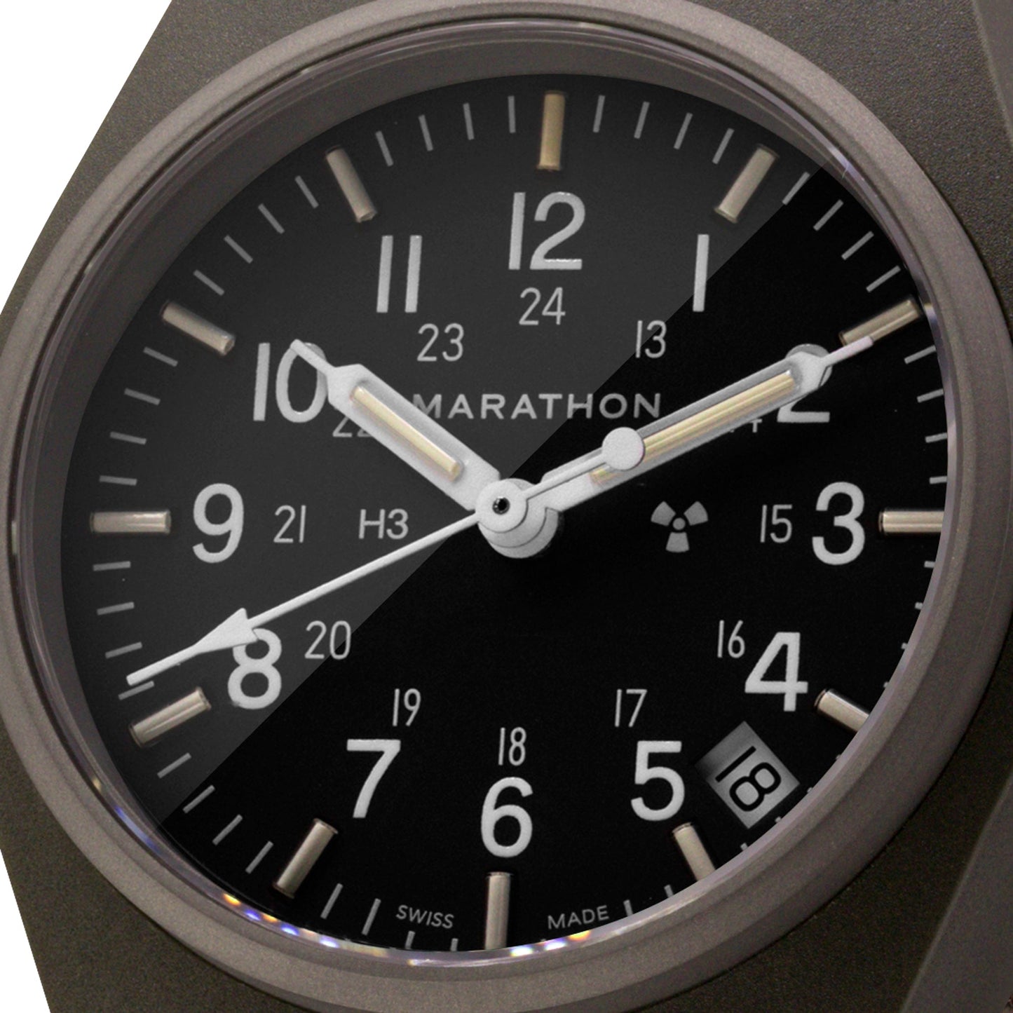 Marathon WW194015SG-0106 Sage Green General Purpose Quartz with Date (GPQ) - 34mm with Desert Tan Defence Standard Nylon Strap