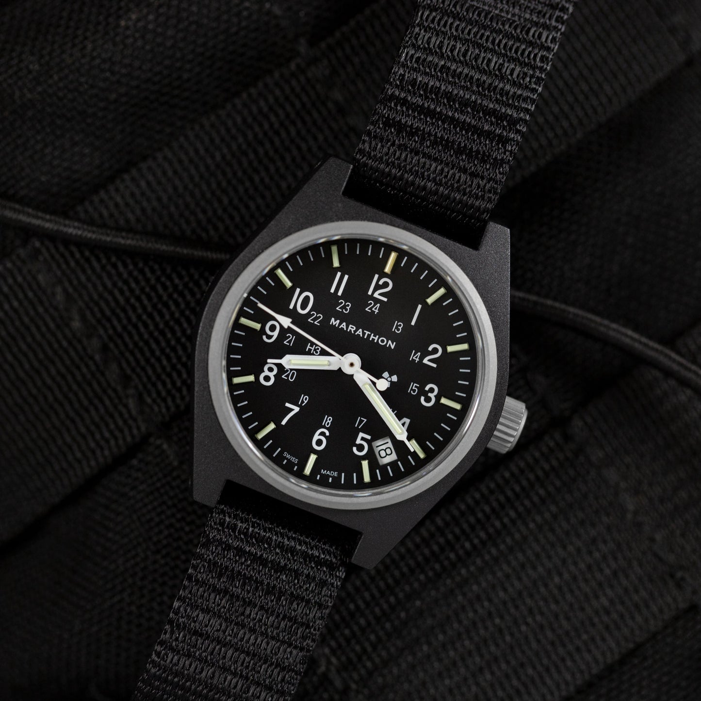 Marathon WW194015BK-0108 Black General Purpose Quartz with Date (GPQ) - 34mm with Black Defence Standard Nylon Strap