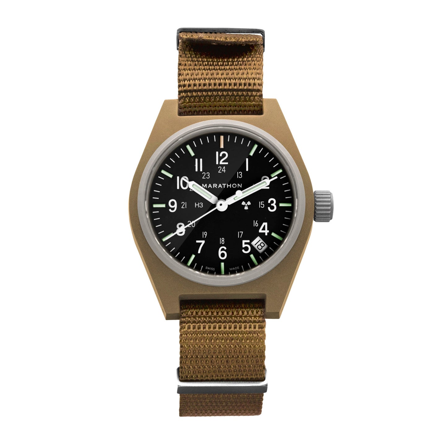 Marathon WW194015DT-0106 Desert Tan General Purpose Quartz with Date (GPQ) - 34mm with Desert Tan Defence Standard Nylon Strap