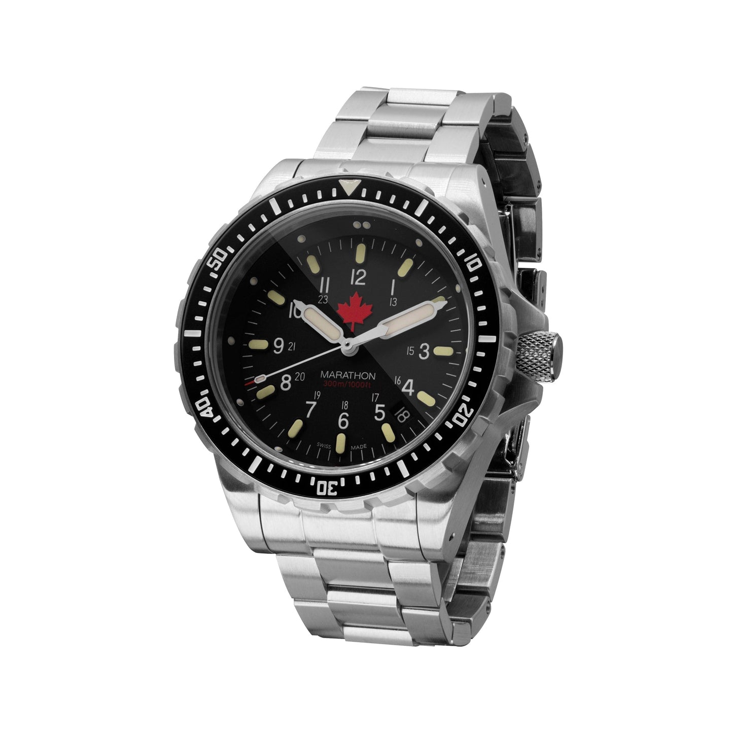 Marathon WW194018SS-0407 Jumbo Diver's Quartz (JSAR) - 46mm - Maple Leaf dial with Stainless Steel MA Bracelet