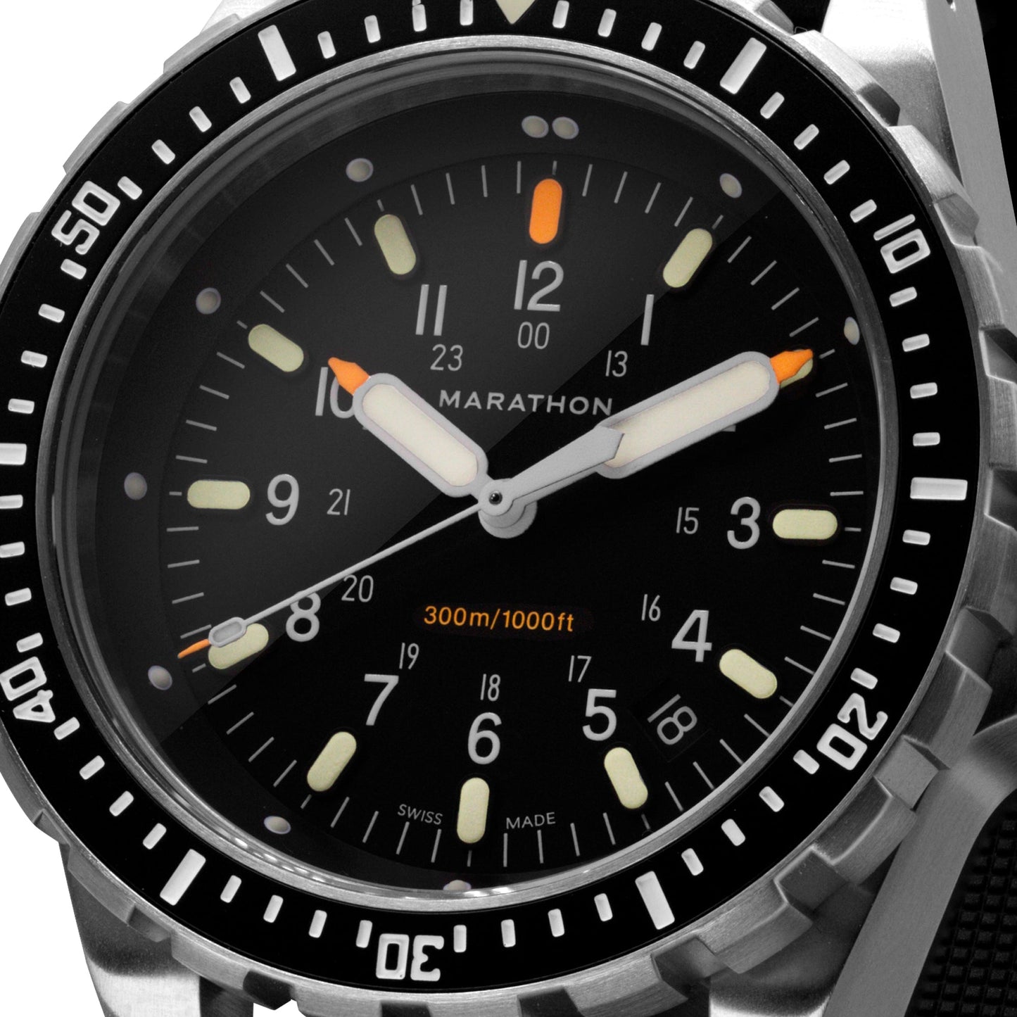 Marathon WW194018SS-0130 Jumbo Diver's Quartz (JSAR) - 46mm with 3 Pieces Black Rubber Strap