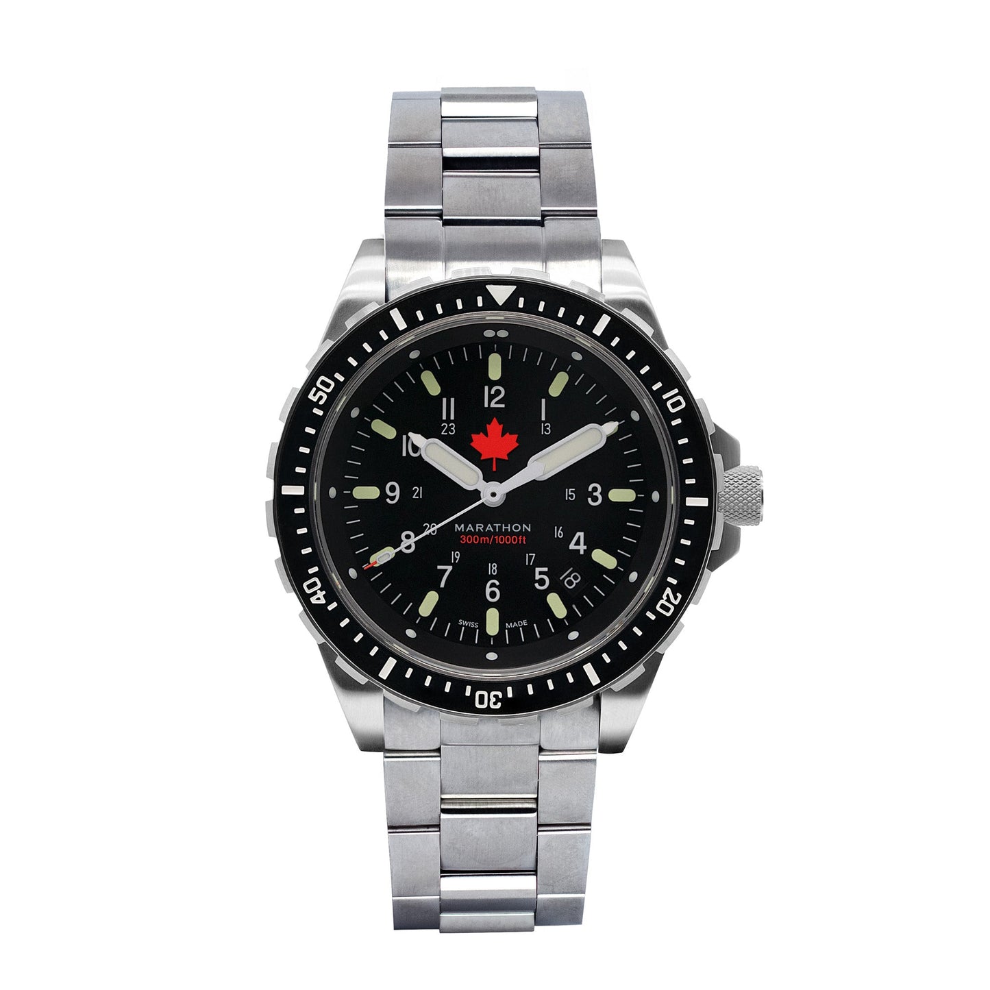 Marathon WW194018SS-0406 Jumbo Diver's Quartz (JSAR) - 46mm - Maple Leaf dial with Stainless Steel DND Bracelet