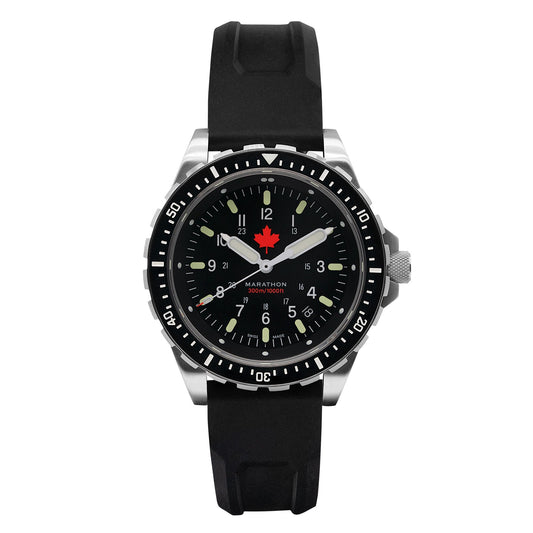 Marathon WW194018SS-0430 Jumbo Diver's Quartz (JSAR) - 46mm - Maple Leaf dial with 3 pieces Black Rubber Strap