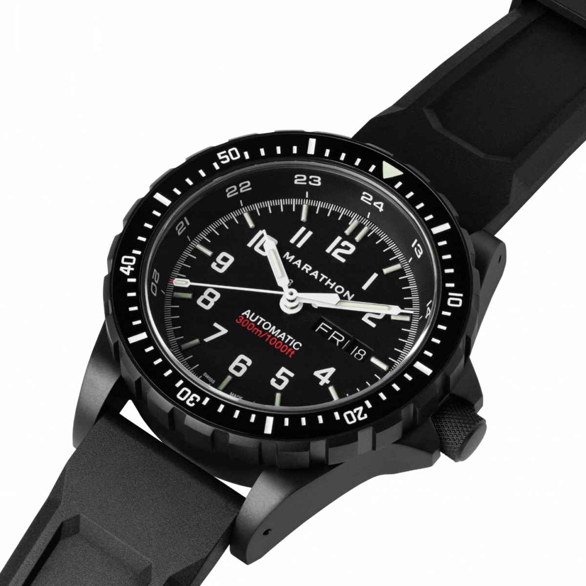 Marathon WW194021BK-0130 GSAR, 46mm, Jumbo Anthracite on Rubber Strap, SW220 Movement with Day/Date
