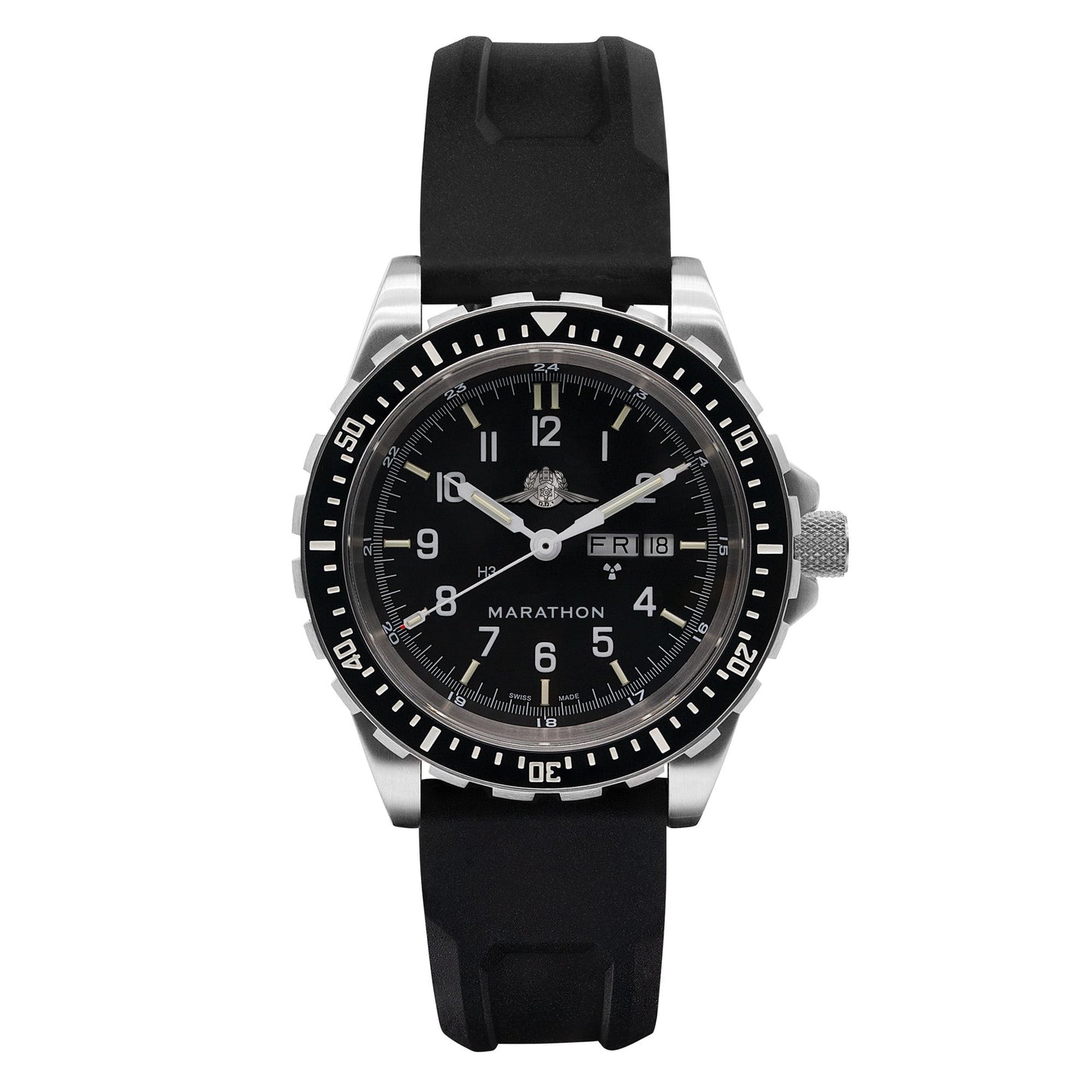 Marathon WW194021SS-0730 Yamam Jumbo Diver's Automatic (JDD) - 46mm with 3 pieces Black Rubber Strap