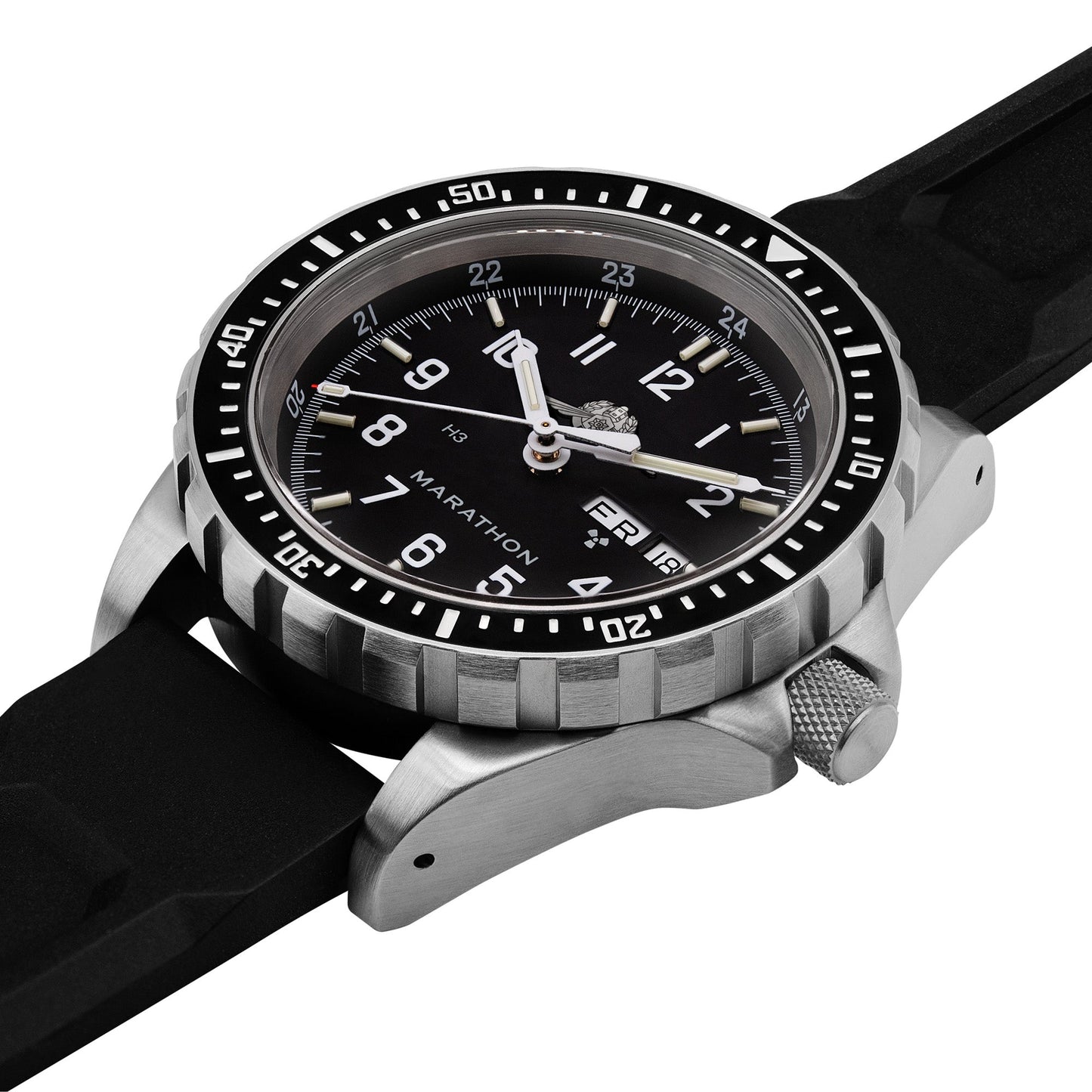 Marathon WW194021SS-0730 Yamam Jumbo Diver's Automatic (JDD) - 46mm with 3 pieces Black Rubber Strap