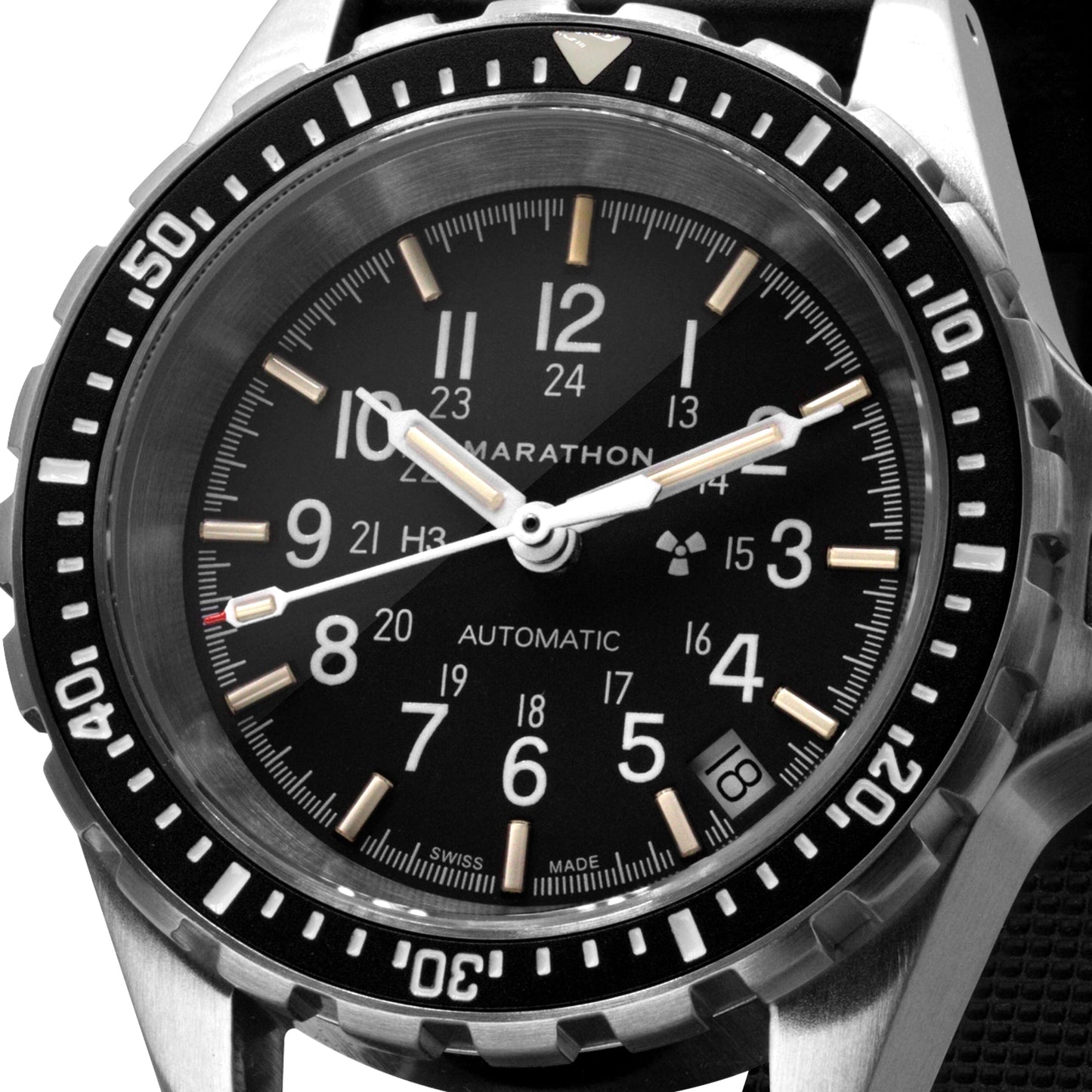 Marathon WW194026SS-0130 Medium Diver's Automatic (MSAR Auto) - 36mm with 3 pieces Black Rubber Strap