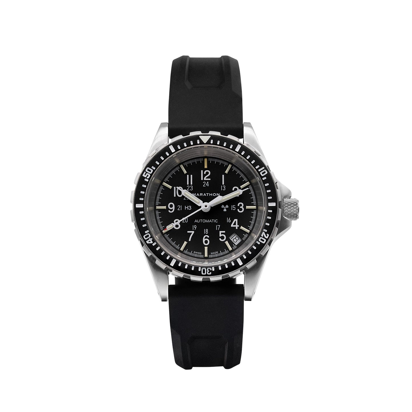 Marathon WW194026SS-0130 Medium Diver's Automatic (MSAR Auto) - 36mm with 3 pieces Black Rubber Strap