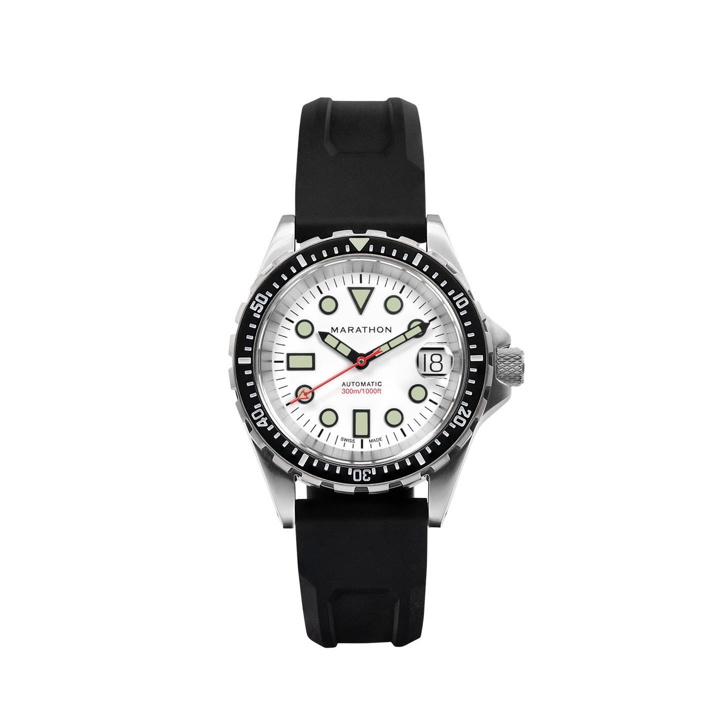 Marathon WW194026SS-2530 36Mm Osar-D Arctic Edition Automatic White Dial Unisex Watch, SS/BKSS 3PC Rubber