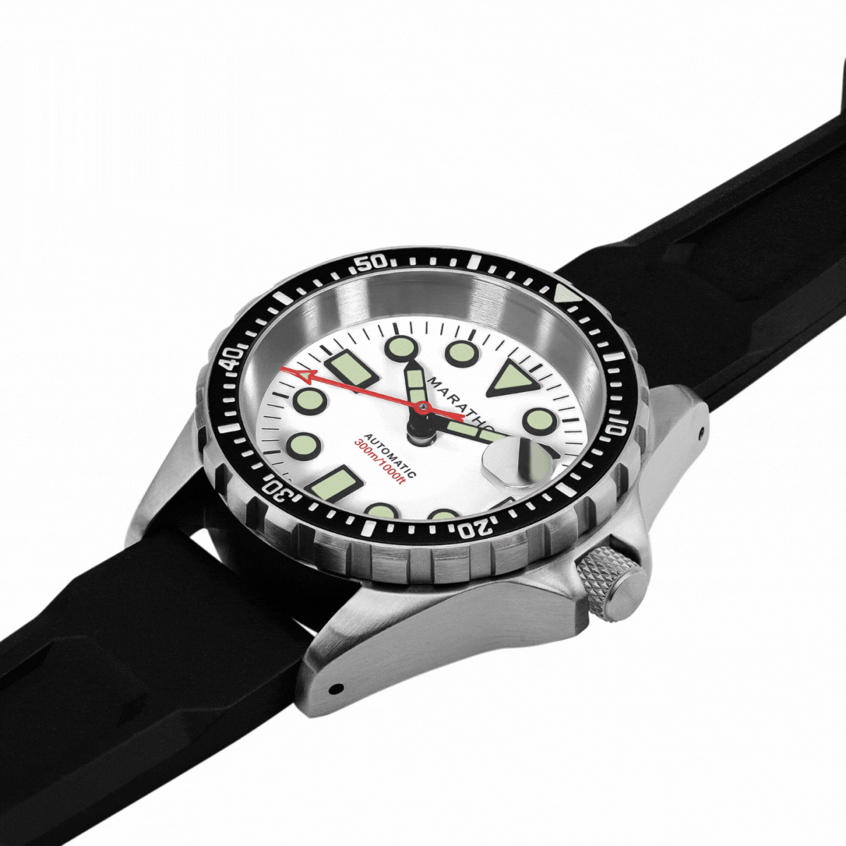 Marathon WW194026SS-2530 36Mm Osar-D Arctic Edition Automatic White Dial Unisex Watch, SS/BKSS 3PC Rubber